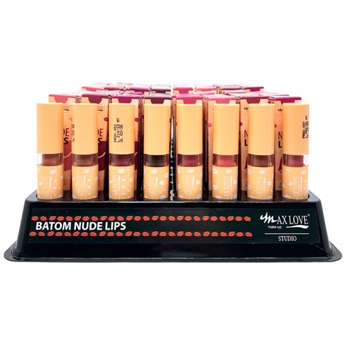 Batom Bastão Nude Lips Love Max Love Cor 450 ao 457 – Box c/ 64 unid