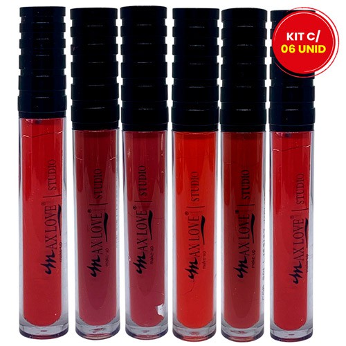 Batom Líquido Cremoso com Ácido Hialurônico Max Love - Kit c/ 06 unid