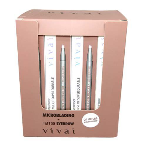 Caneta Delineadora para Sobrancelha Microblading Fio a Fio Castanho Claro Vivai 2058.1.1 – Box c/ 24 unid