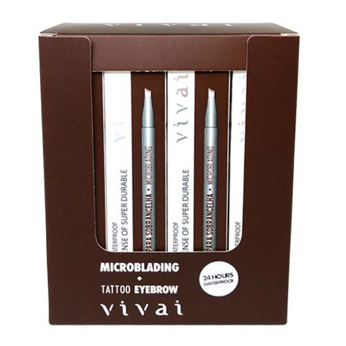 Caneta Delineadora para Sobrancelha Microblading Fio a Fio Marrom Vivai 2058.1.1 – Box c/ 24 unid