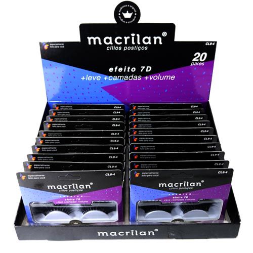 Cílios Postiços Efeito 7D Super Volume Macrilan Linha Premium CL9-4 – Box c/ 20 unid