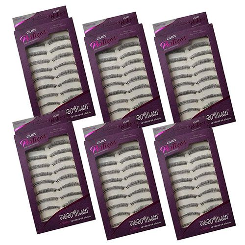 Cílios Postiços Fios Curtos e Crescentes com 10 pares Macrilan CL309 – Kit c/ 06 unid