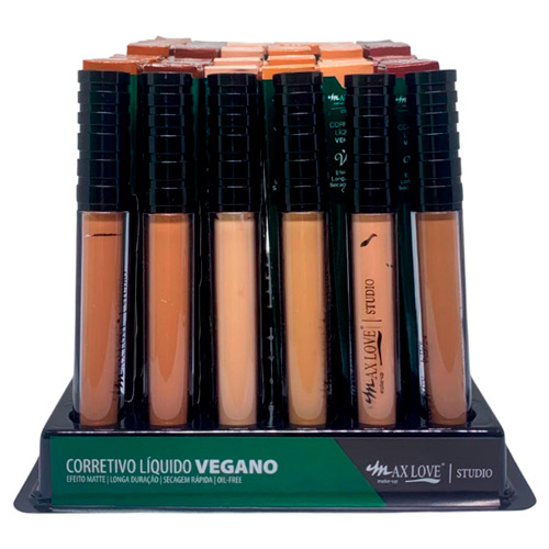 Corretivo Líquido Vegano Box 02 Cor 46 ao 51 Max Love - Box c/ 48 unid