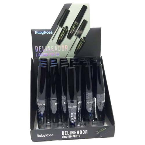 Delineador Líquido Preto Ruby Rose HB-8406 – Box c/ 24 unid