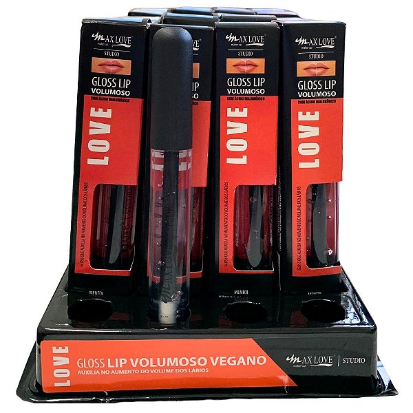 Gloss Lip Volumoso Vegano Cor 01 Max Love - Box c/ 32 unid