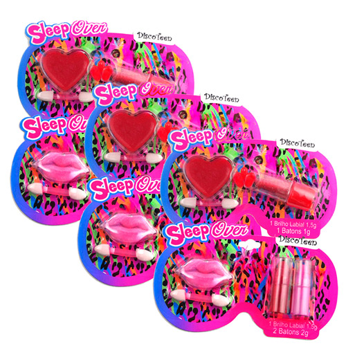 Kit Batom e Brilho Labial Infantil Disco Teen HB89864 – Kit c/ 06 unid