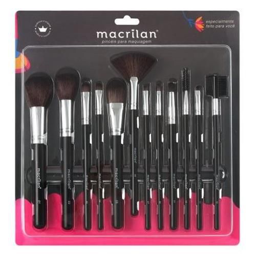 Kit com 12 Pincéis para Maquiagem Macrilan KP9-1A