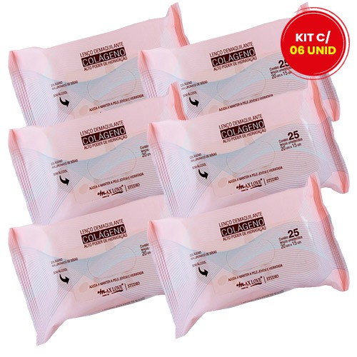 Lenço Demaquilante Colágeno Max Love – Kit c/ 06 unid