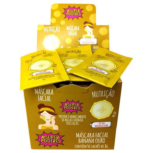 Máscara Facial Banana Ouro Super Poderes BNOSP01 - Box c/ 50 unid