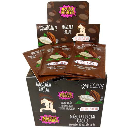 Máscara Facial Cacau Super Poderes CACSP01 - Box c/ 50 unid