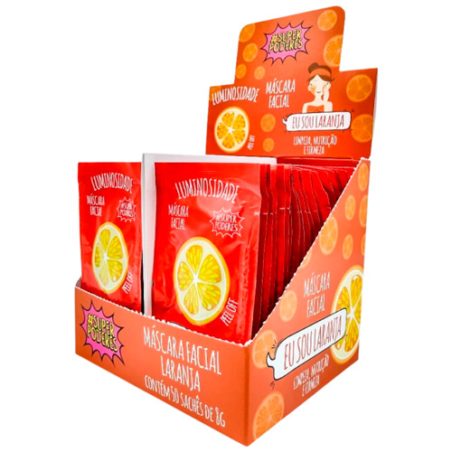 Máscara Facial Laranja Super Poderes LARSP01 - Box c/ 50 unid