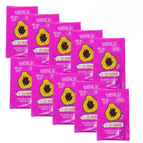 Máscara Facial Mamão Super Poderes MAMSP01 - Pcte c/ 10 unid