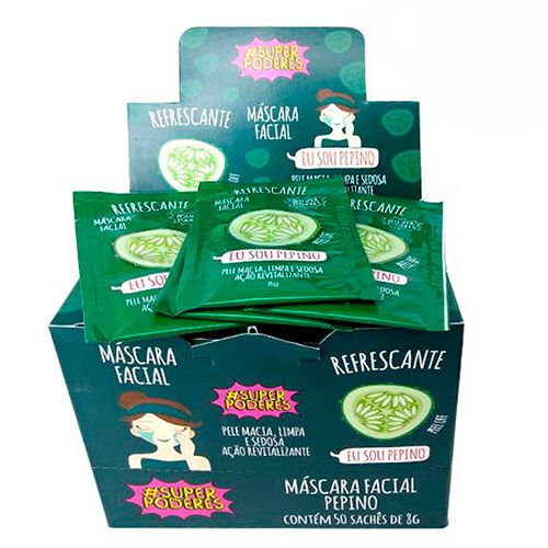 Máscara Facial Pepino Super Poderes PEPSP01 - Box c/ 50 unid
