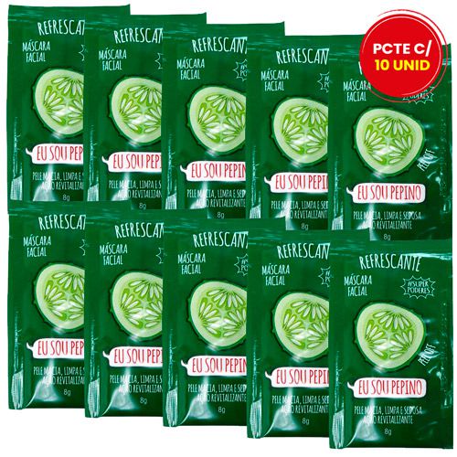 Máscara Facial Pepino Super Poderes PEPSP01 - Pcte c/ 10 unid