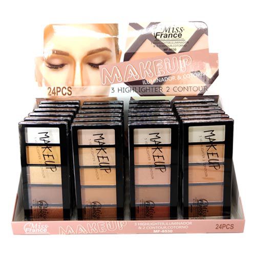 Paleta de Iluminador e Contorno Miss France MF-8530 – Box c/ 24 unid