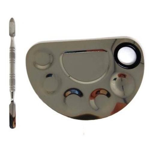 Placa e Espátula em Aço Inox para Maquiagem JD-2222