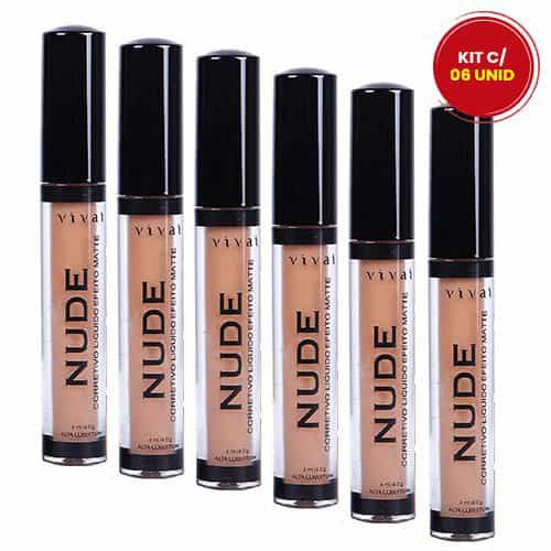 Corretivo Líquido HD Nude Efeito Matte Vivai 1080.1.1 – Kit c/ 06 unid