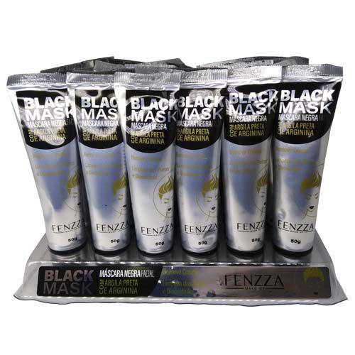 Máscara Facial Black Mask com Argila Preta e Arginina Fenzza FZ38020 - Box c/ 24 unid