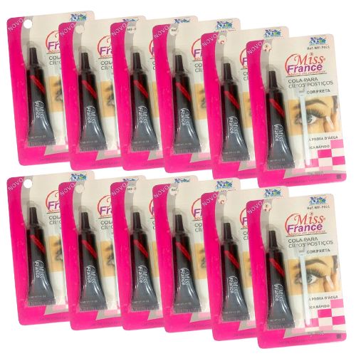 Cola para Cílios Postiços Preta Miss France MF-7021 – Box c/ 12 unid