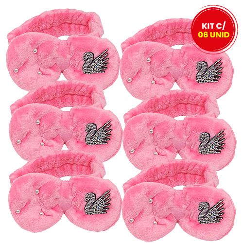 Faixa de Cabelo Para Maquiagem e Limpeza Facial Cisne – Kit c/ 06 unid