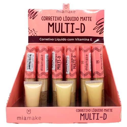 Corretivo Líquido Matte Multi-D Vitamina E Cores Claras Mia Make 247 – Box c/ 24 unid