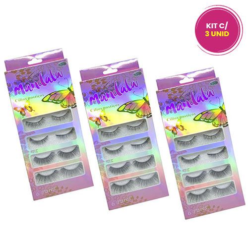 Cílios Postiços 5D-F002 Mandala DF-2382 - Caixa c/ 06 pares - Kit c/ 03 unid