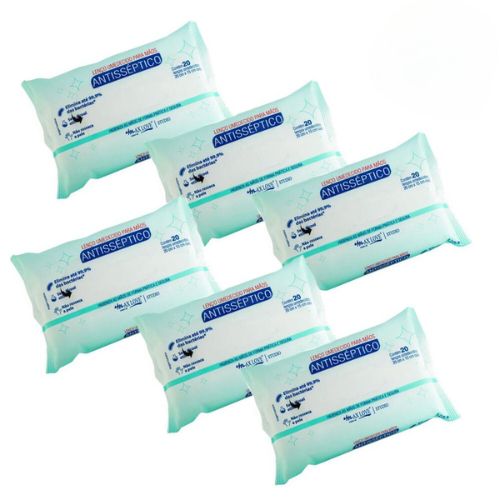 Lenço Umedecido Antisséptico para Mãos Max Love – Kit c/ 06 unid