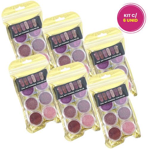 Kit de Glitter para Unhas Decoradas DF-2399 / DF-2336 - Kit c/ 06 unid