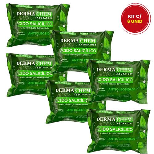Lenço Demaquilante Ácido Salicílico Dermachem - Kit c/ 06 unid