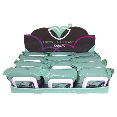 Lenço Demaquilante Carvão Ativado Jasmyne JS0902 - Box c/ 12 unid