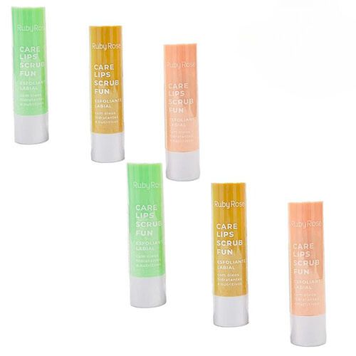 Esfoliante Labial Care Lips Scrub Fun Ruby Rose HB-8526 - Kit c/ 06 unid