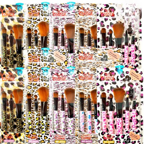 Kit com 05 Pincéis para Maquiagem Miss France MF-6420 - Pcte c/ 12 unid