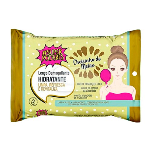 Lenço Demaquilante Hidratante Cheirinho de Melão Super Poderes LDSP03
