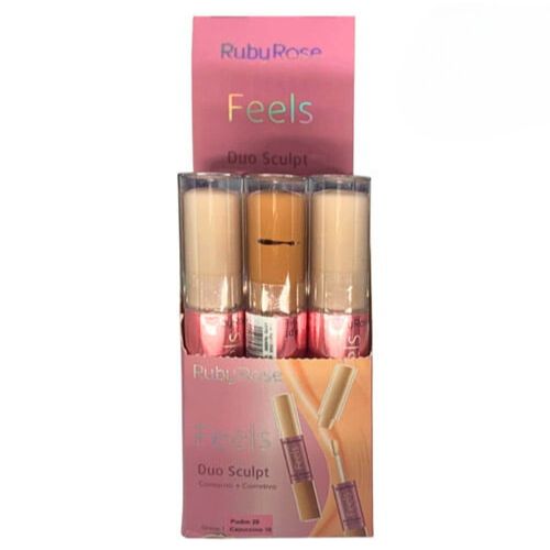 Corretivo e Contorno Duo Sculpt Feels Pudim 20/Capuccino 10 Ruby Rose HB-8101 - Box c/ 12 unid