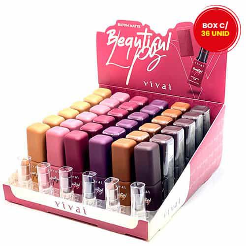 Batom Matte Beautiful lips 24 hs Vivai 3022 – Box c/ 36 unid