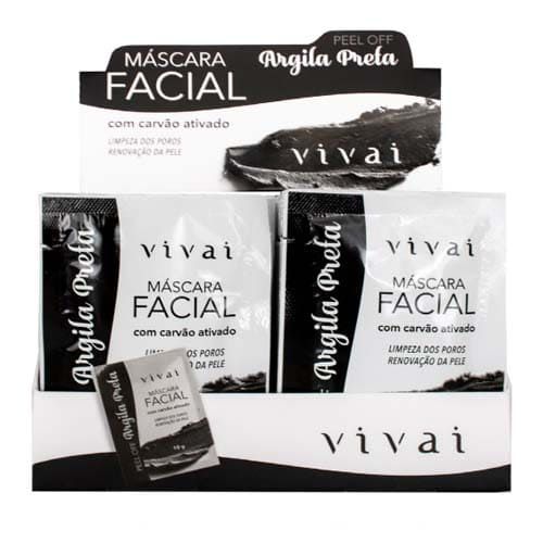 Máscara Facial Argila Preta com Carvão Ativado Vivai 5049 – Box c/ 48 unid