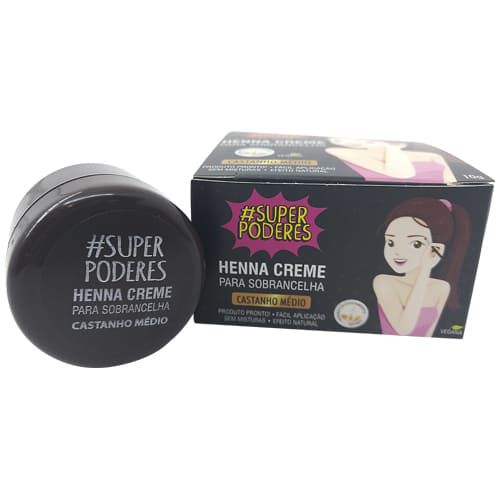 Henna Creme para Sobrancelha Castanho Médio Super Poderes CRCMSP01