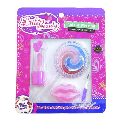 Brinquedo Infantil Kit Maquiagem para Boneca Little Beauty Pirulito BAR-19777