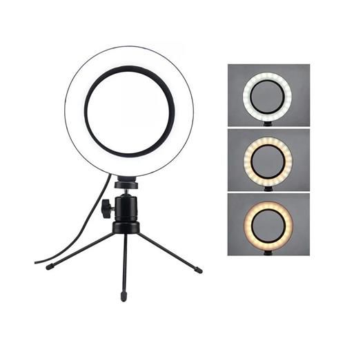 Luz Ring Light 6 Polegadas com Suporte Mini Tripé Caerus CRS-RL01