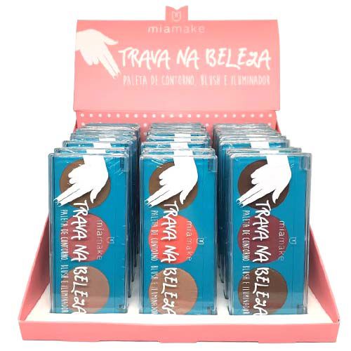 Paleta de Contorno, Blush e Iluminador Trava na Beleza Mia Make 259 - Box c/ 24 unid