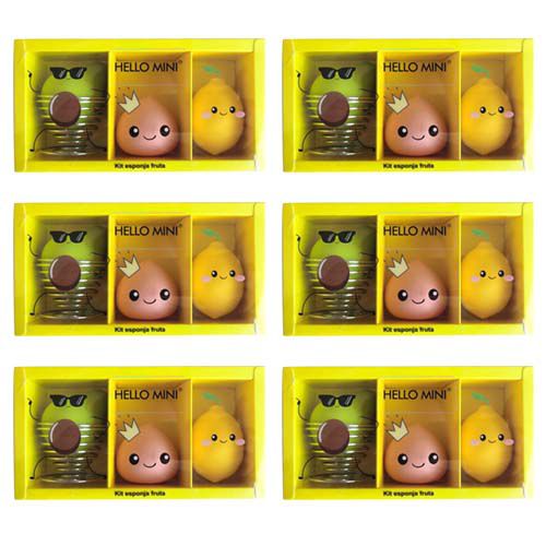 Kit Esponja Frutas para Maquiagem Hello Mini KIT301 – Pacote c/ 6 unid