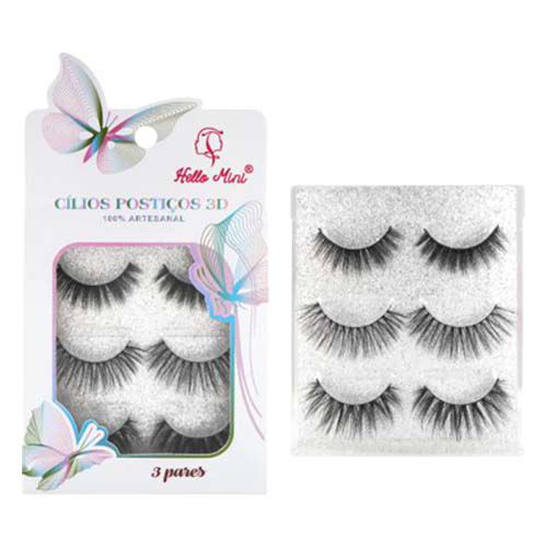 Cílios Postiços 3D com 03 pares Hello Mini CL317-2