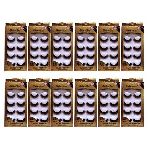 Cílios Postiços 6D com 05 pares Hello Mini CL258-1 – Box c/ 12 unid