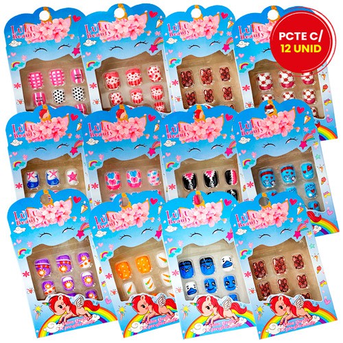 Unhas Postiças Infantil Lulu Beauty - Pacote c/ 12 Caixas