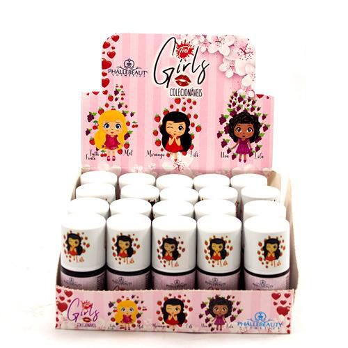 Lip Tint Girls Colecionáveis Morango Phállebeauty PH011 - Box c/ 20 unid