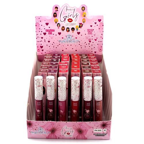 Batom Líquido Matte Girls Colecionáveis Phállebeauty PH035 – Box c/ 36 unid