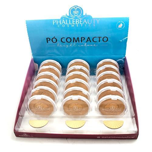 Pó Compacto Bright Colour Cores Claras Phállebeauty PH0308 - Box c/ 18 unid