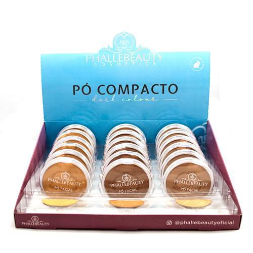 Pó Compacto Dark Colour Cores Escuras Phállebeauty PH0309 - Box c/ 18 unid