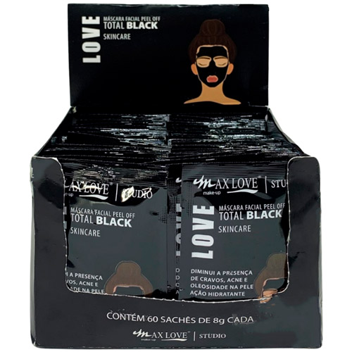 Máscara Facial Peel Off Total Black Max Love - Box c/ 60 unid