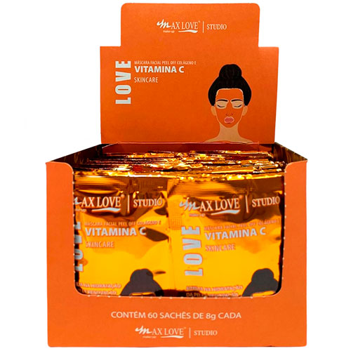 Máscara Facial Peel Off Colágeno e Vitamina C Max Love - Box c/ 60 unid